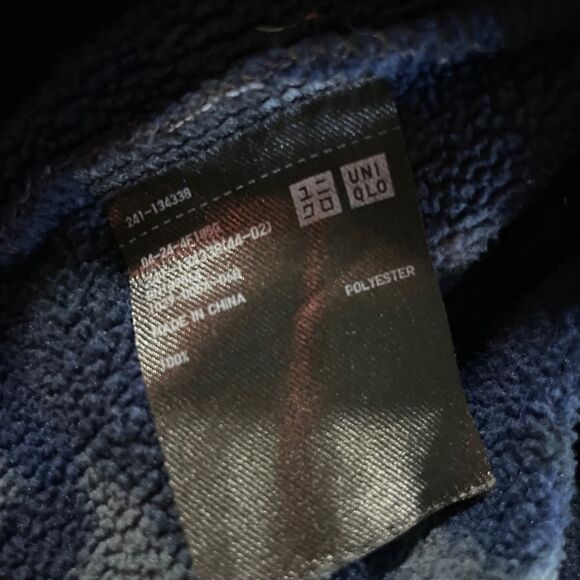 Uniqlo Jacket Camouflage Full Zip Fleece Blue Gray Long Sleeve Sweater Men Large - Picture 4 of 5